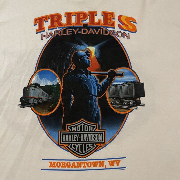 Harley Davidson T Shirt Size XL Triple S Morgantown,‎ WV 2006 White - Picture 1 of 11